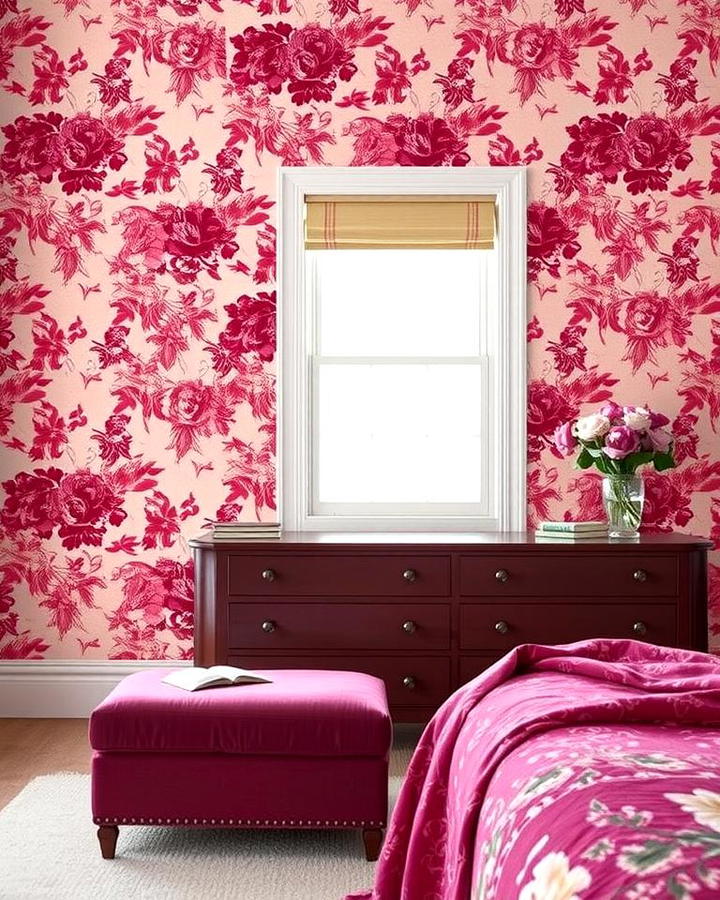 Burgundy Floral Wallpaper