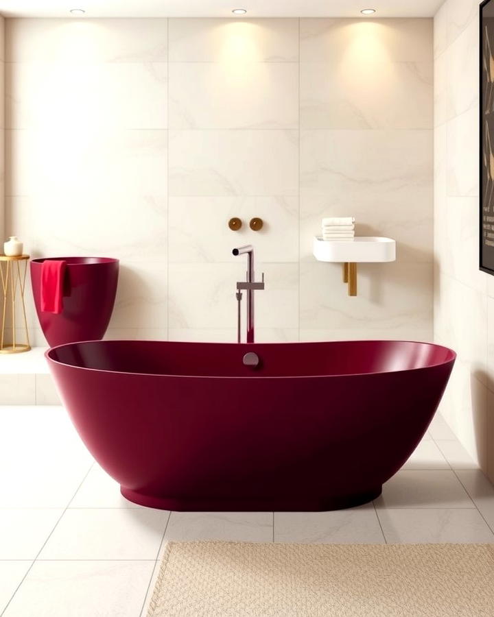 Burgundy Freestanding Bathtub