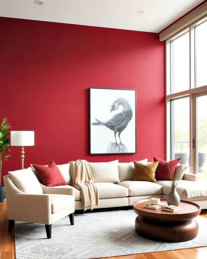 Burgundy Living Room Accent Wall