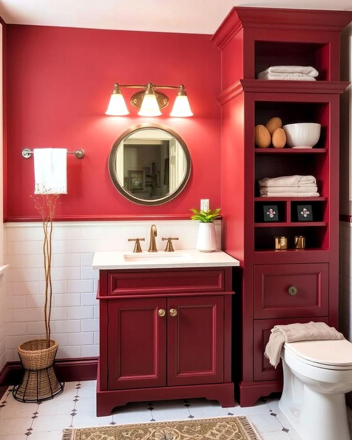 Burgundy Painted Furniture for Bathroom