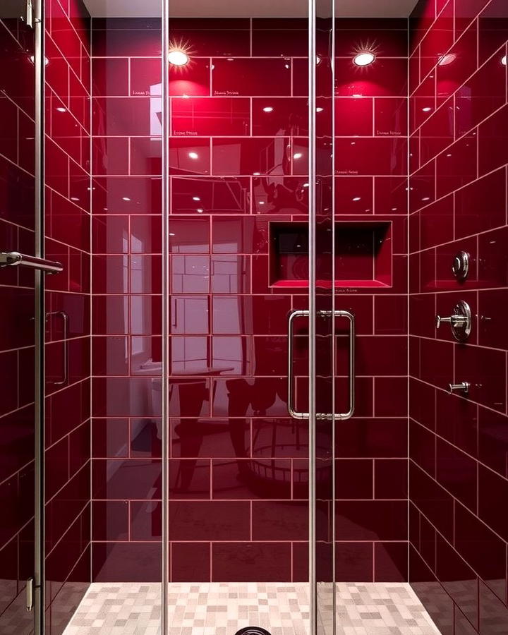 Burgundy Shower Tiles