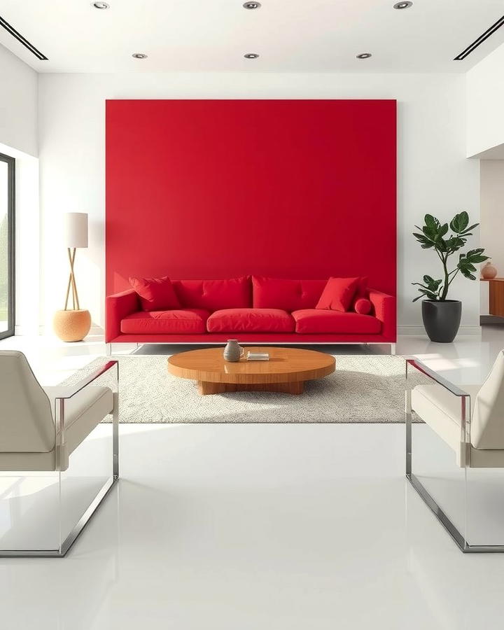 Burgundy Sofa in a Minimalist Setting