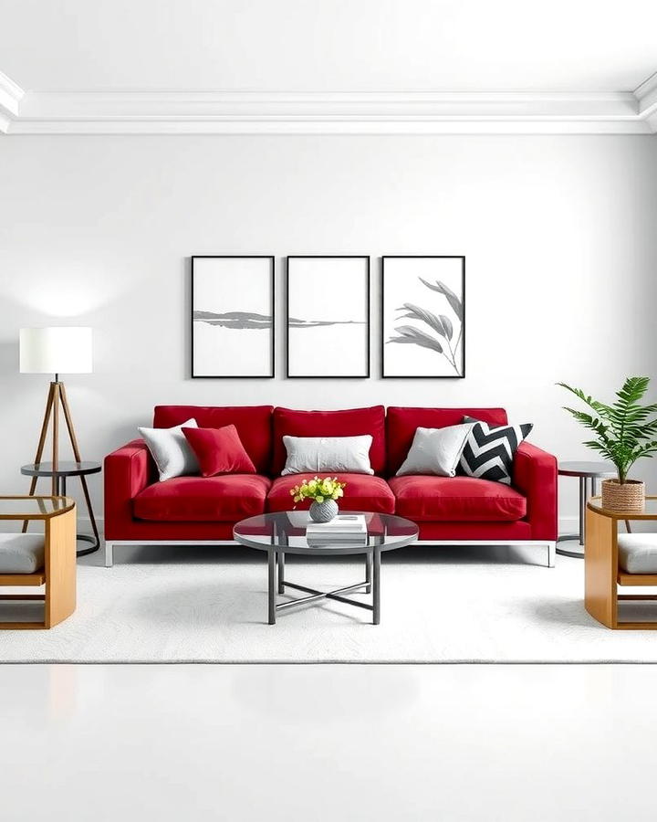 Burgundy Sofa in a Minimalist Space