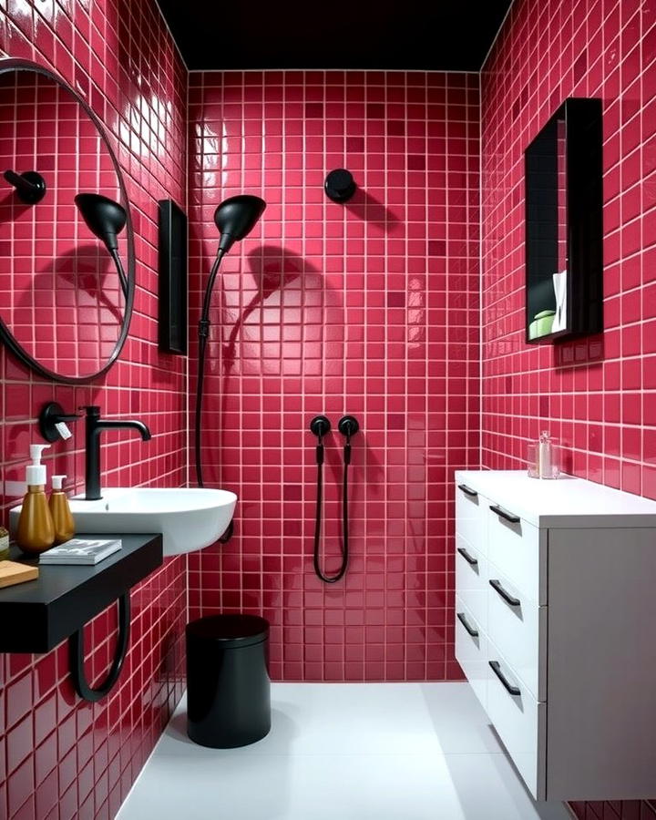 Burgundy Tiles with Black Accents