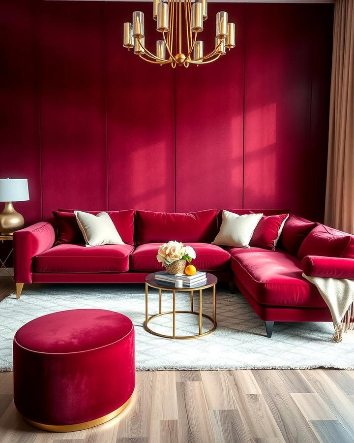 Burgundy Velvet Sofa