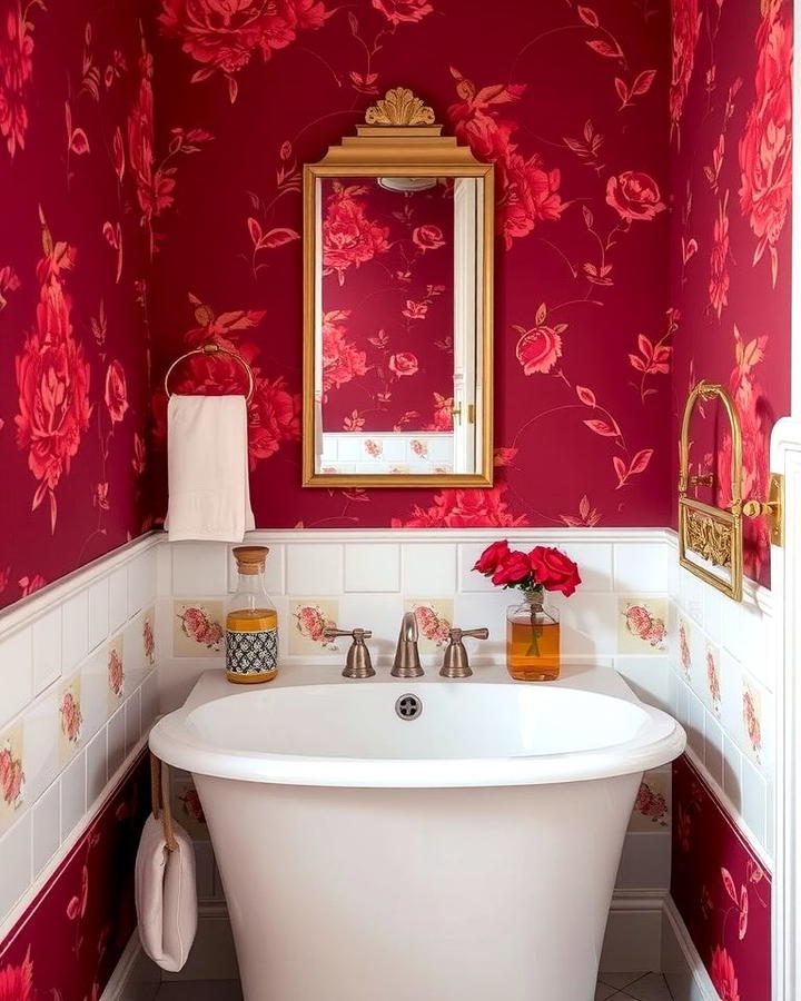 Burgundy Wallpaper Accents