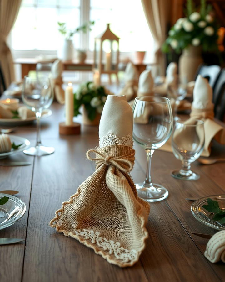 Burlap and Lace Napkin Rings