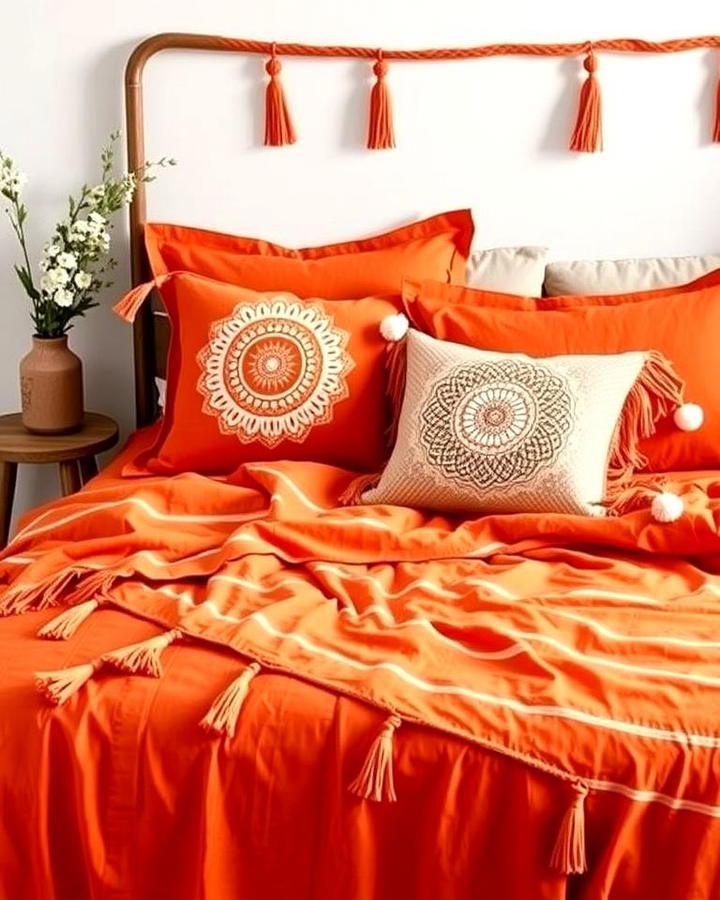 Burnt Orange Bedding with Tassels