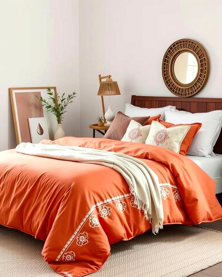 Burnt Orange Boho Duvet Cover