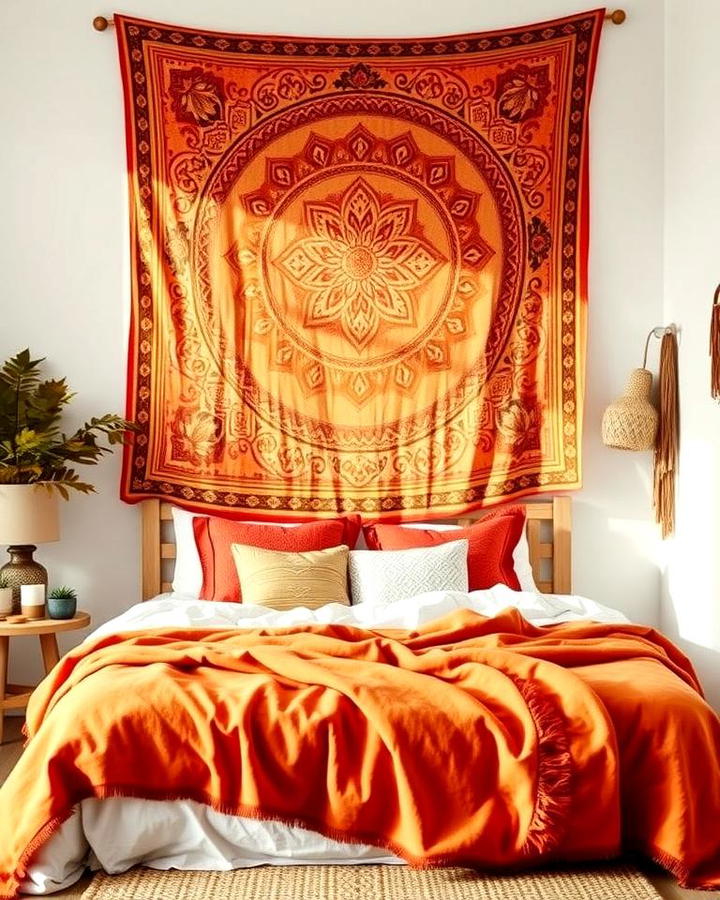 Burnt Orange Boho Tapestry