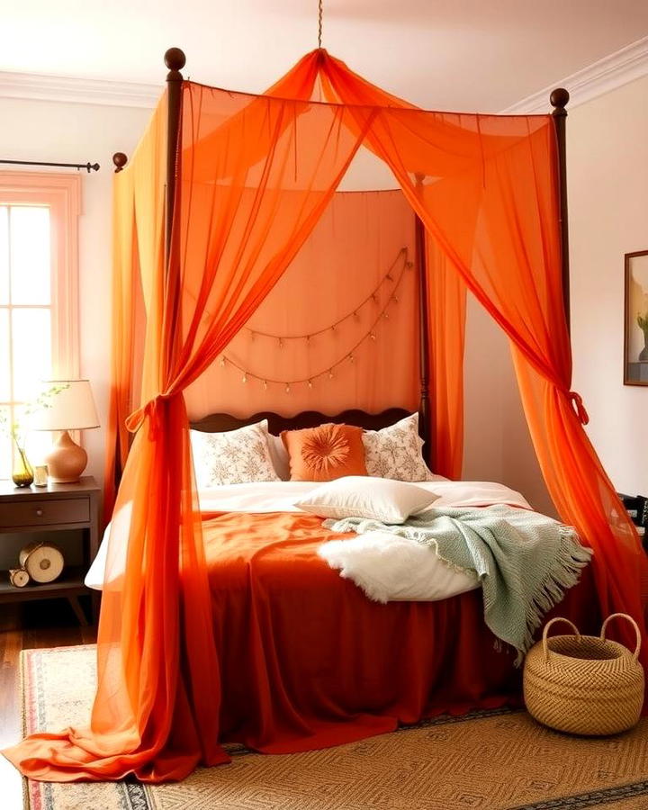 Burnt Orange Canopy Bed