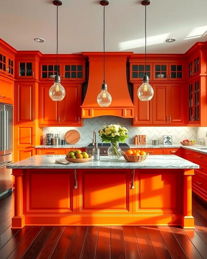 Burnt Orange Kitchen Island