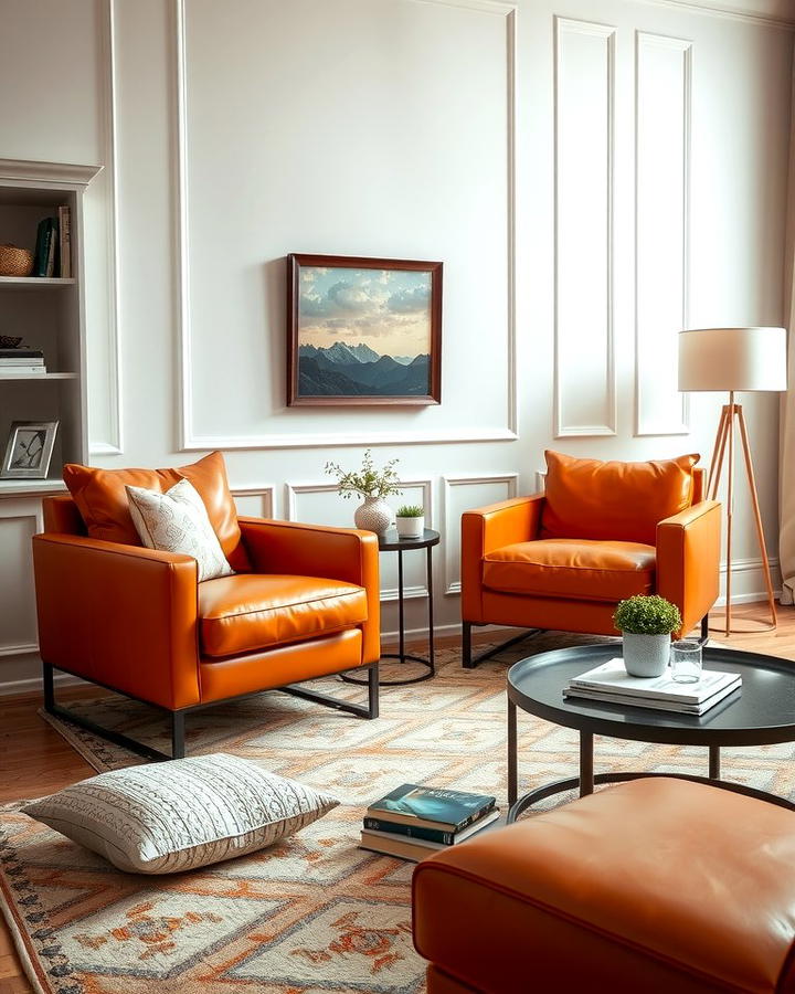 Burnt Orange Leather Armchair