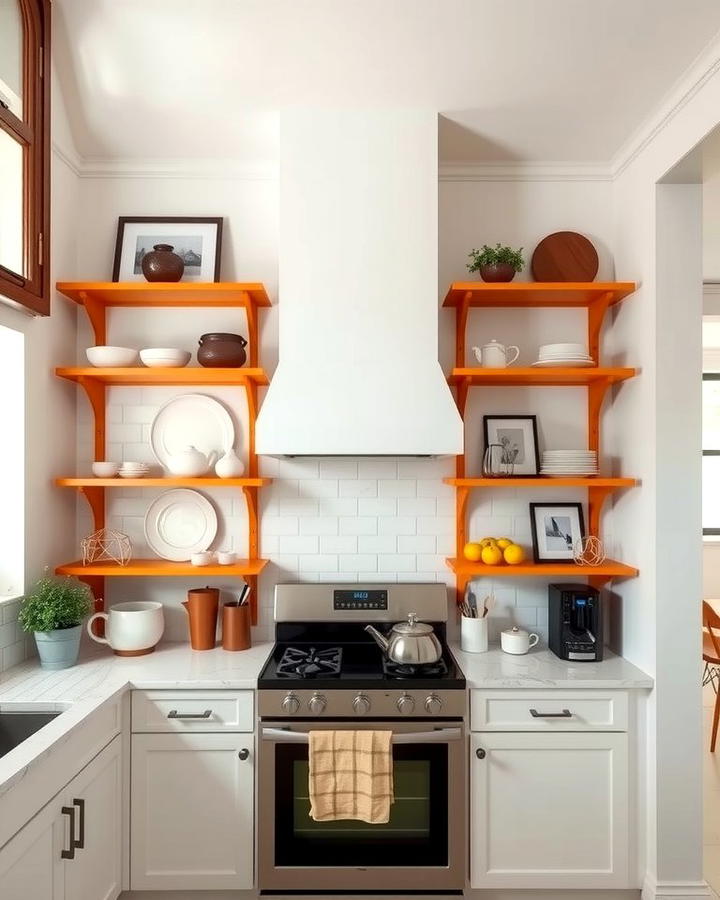 Burnt Orange Open Shelving