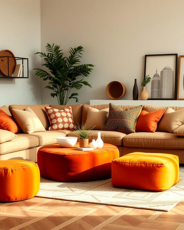 Burnt Orange Pouf or Ottoman