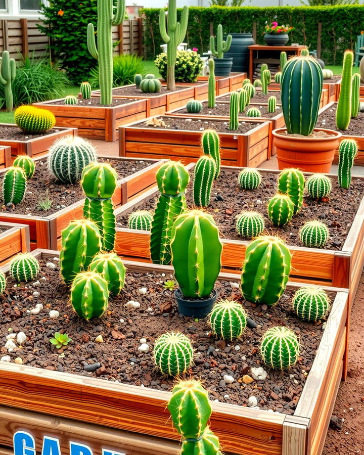 Cactus Garden in Raised Beds