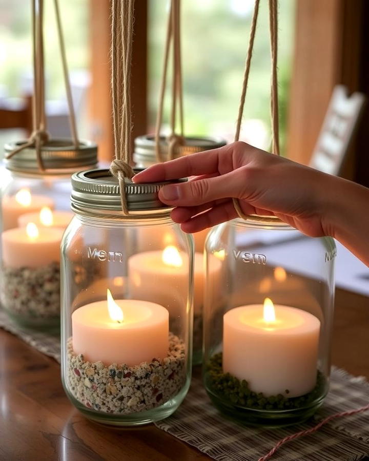 Candles in Mason Jars for Rustic Charm