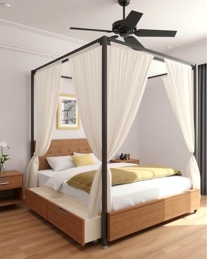 Canopy Bed with Built in Storage