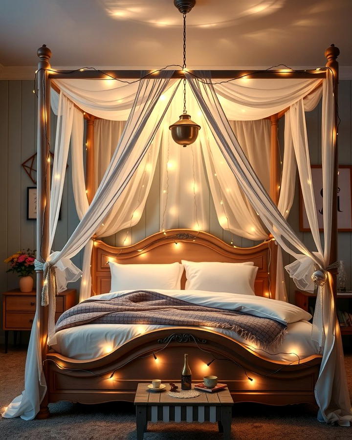 Canopy Bed with Fairy Lights