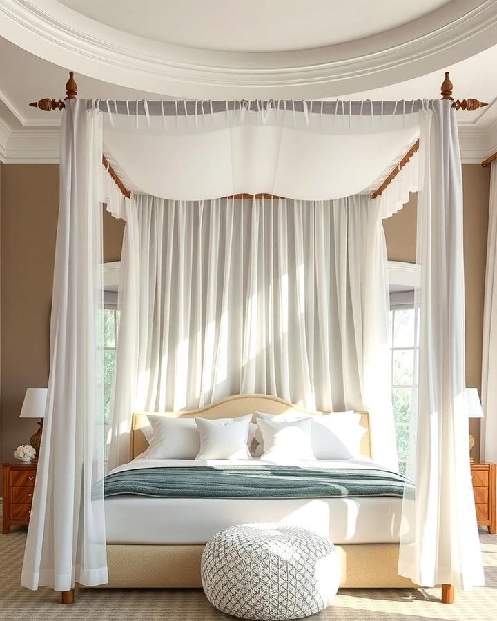 Canopy Bed with Sheer Drapes