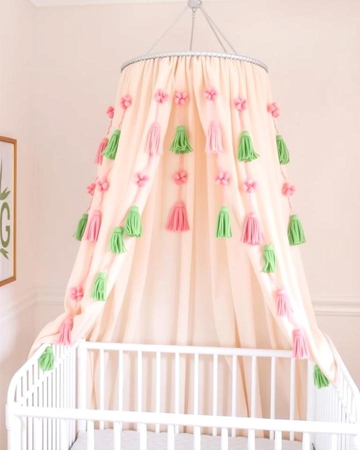 Canopy with Pink and Green Tassels