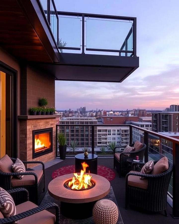 Cantilever Balcony with a Fireplace