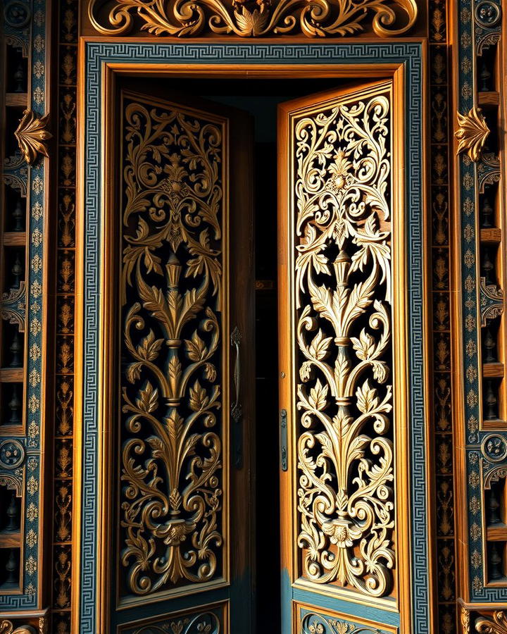 Carved Wooden Doors with Intricate Patterns