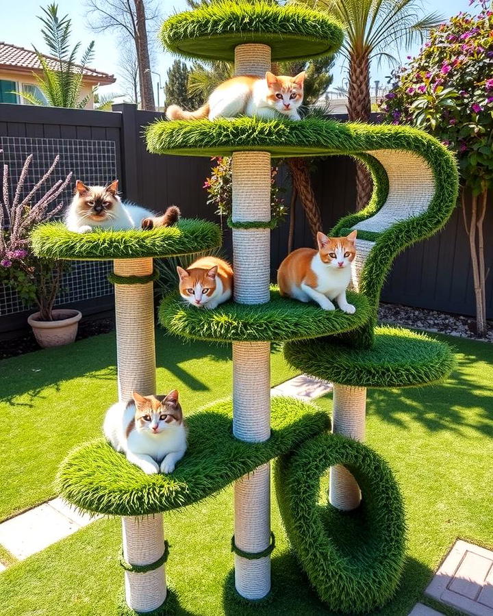 Cat Tree with Grass Turf Platforms