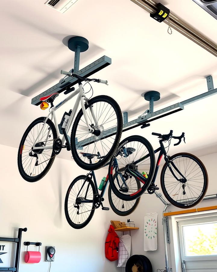 Ceiling Tracks for Sliding Bike Storage