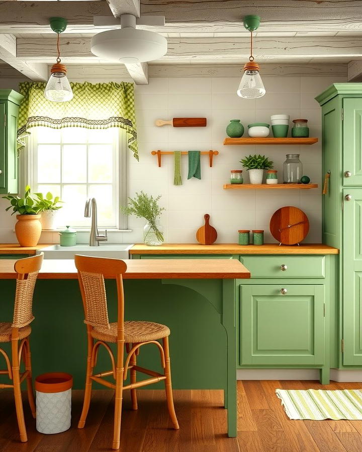 Celery Green Accents with Rustic Wood