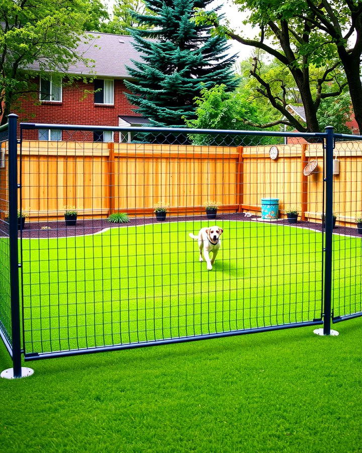 Chain Link Dog Fence with Privacy Slats