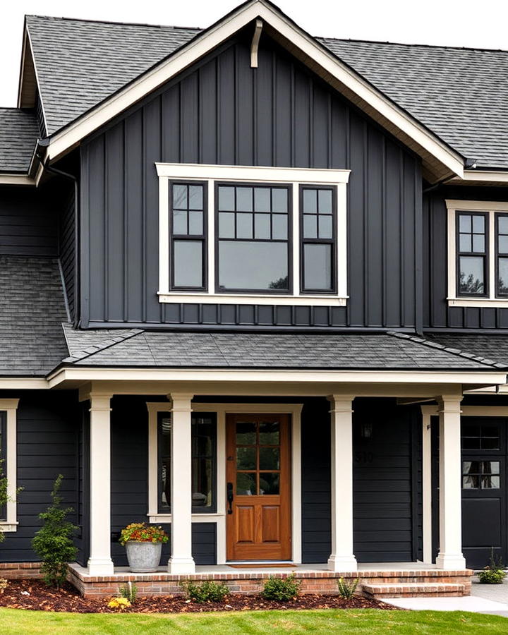 Charcoal Gray Board and Batten House Siding