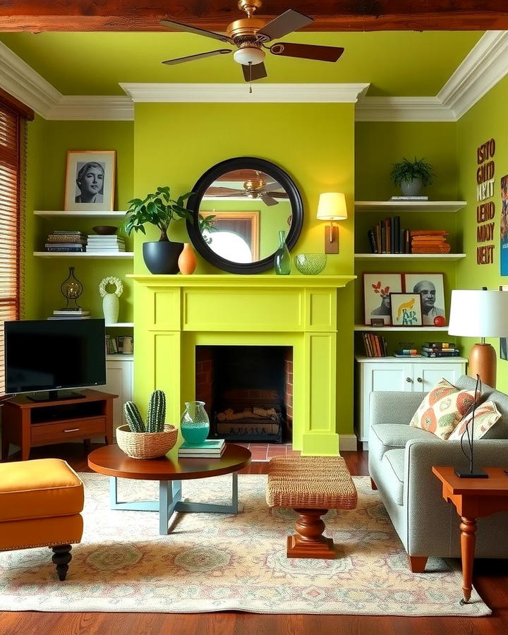 Chartreuse Painted Fireplace