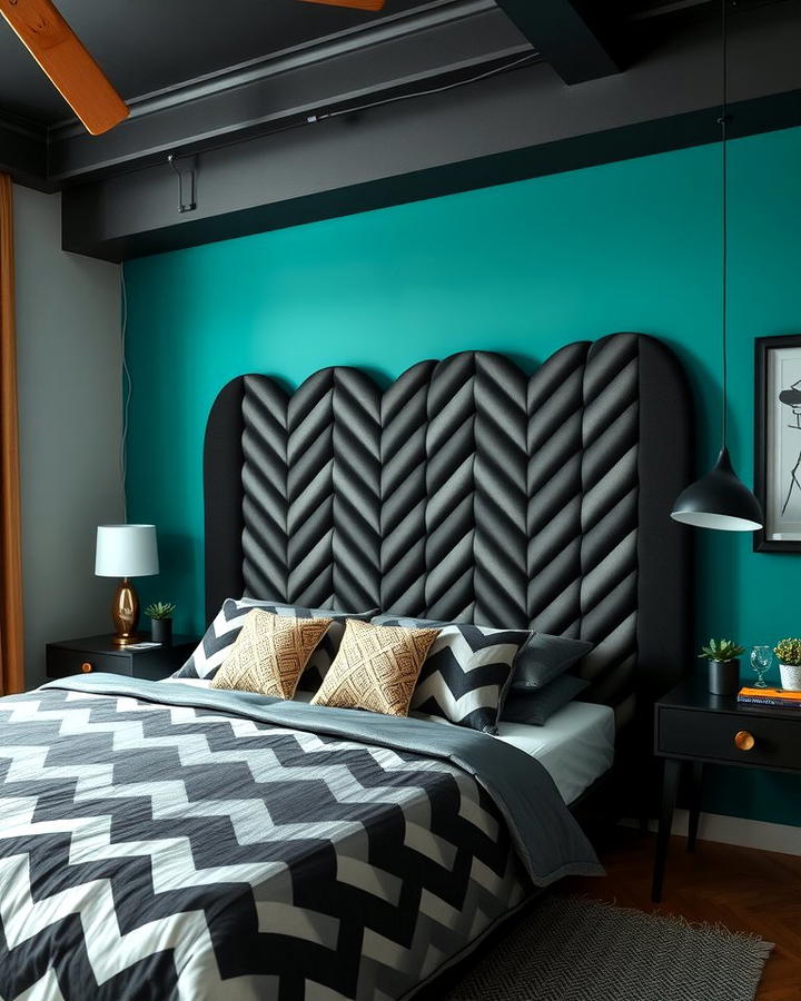 Chevron Patterned Black Headboard