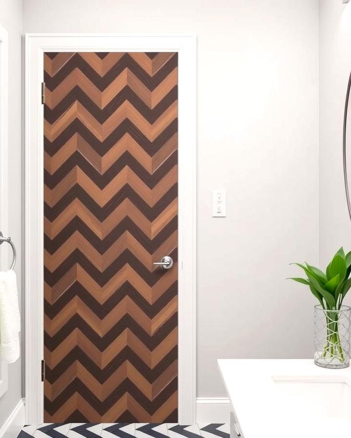 Chevron Patterned Pocket Door for a Trendy Look