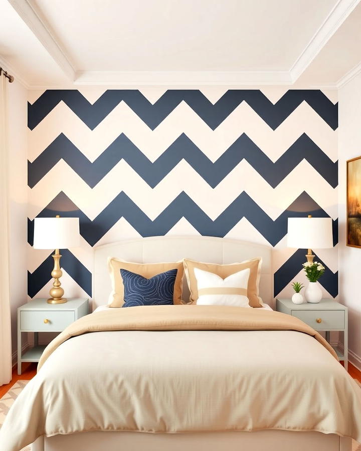 Chevron Stripes Accent Wall Bedroom