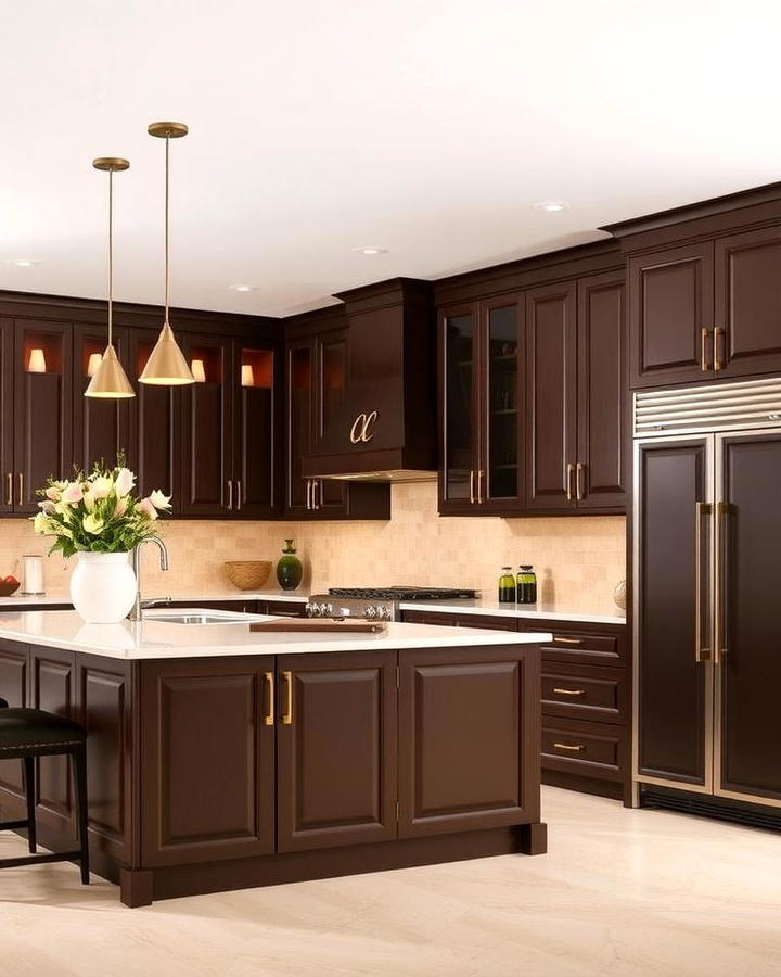 Chocolate Brown Cabinets with Warm Undertones