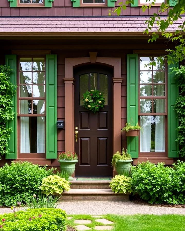 Chocolate Brown with Green Accents