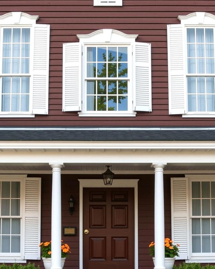 Chocolate Brown with White Shutters