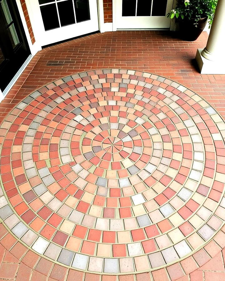 Circular Brick Patterns Porch Floor