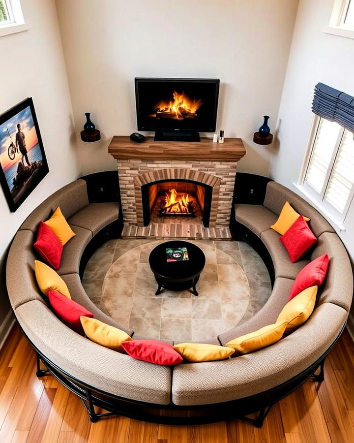 Circular Fireplace Bench Design