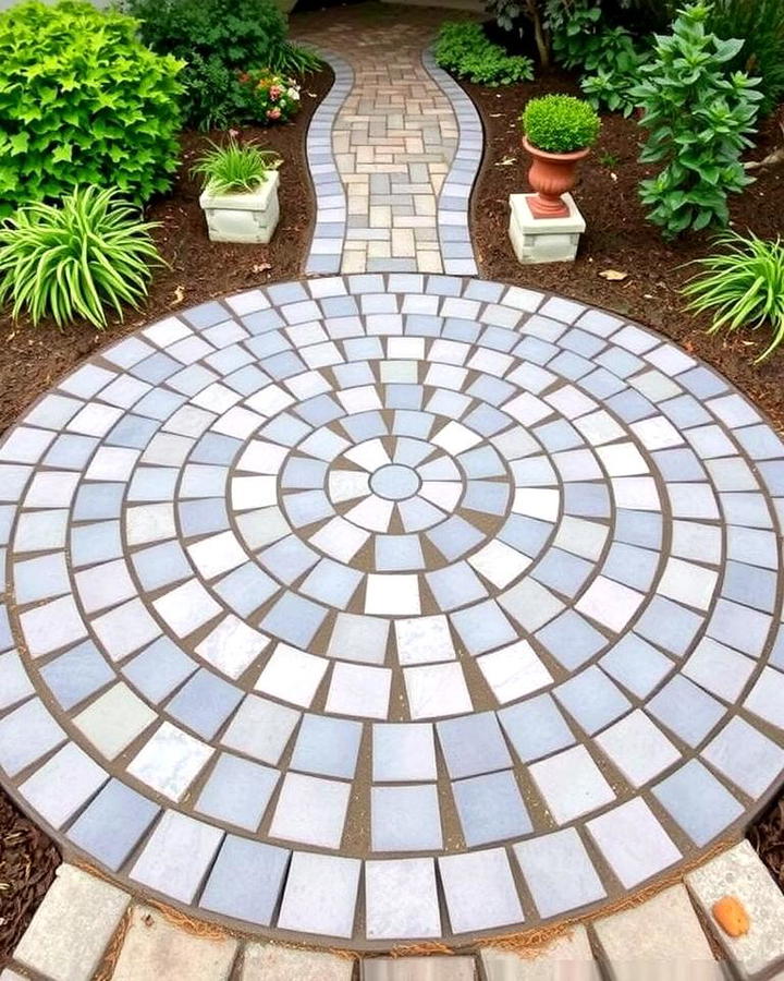 Circular Grey Paver Design