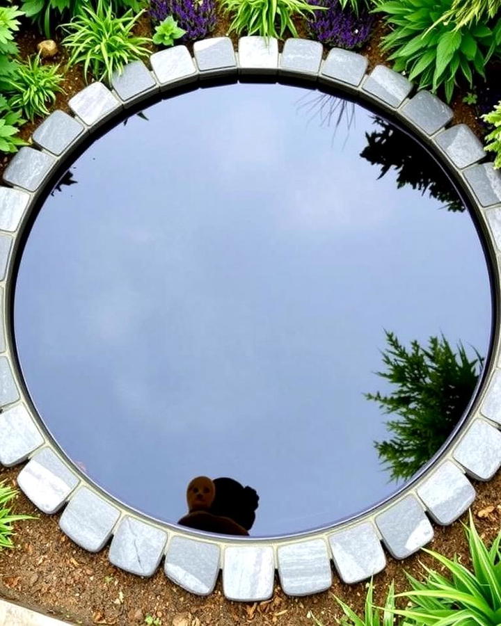 Circular Reflecting Pool with Stone Border