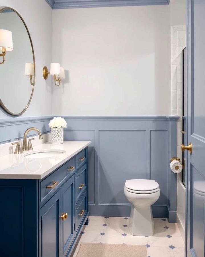 Classic Blue Vanity with White Countertop