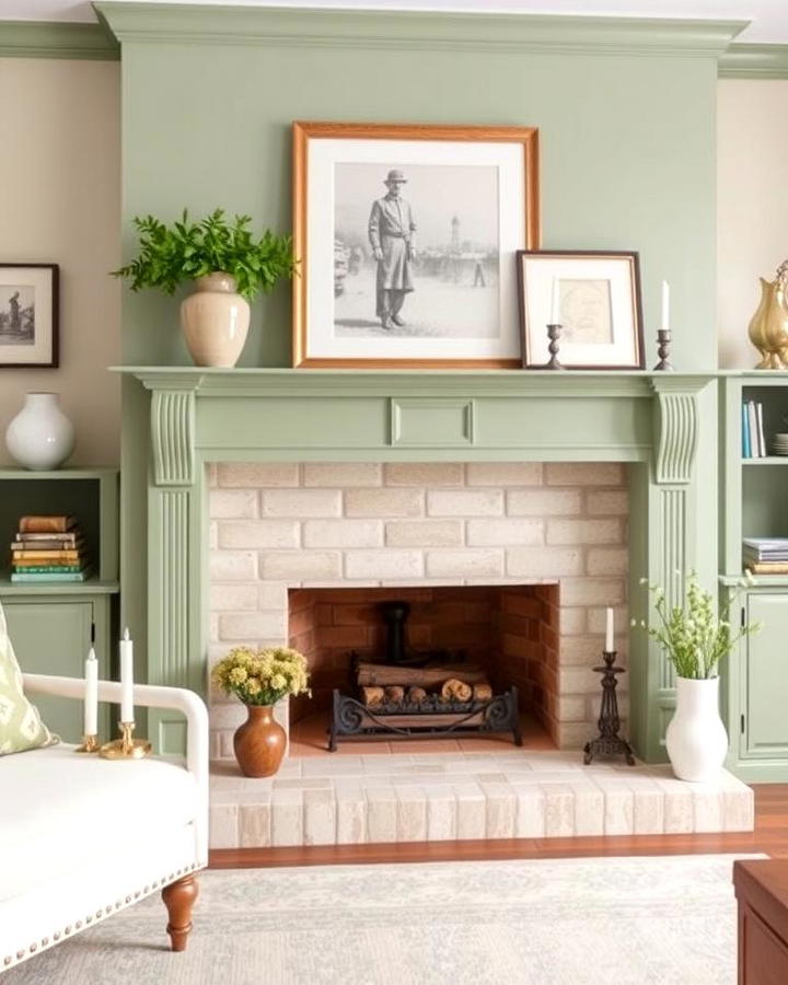 Classic Mantel with Sage Green Finish