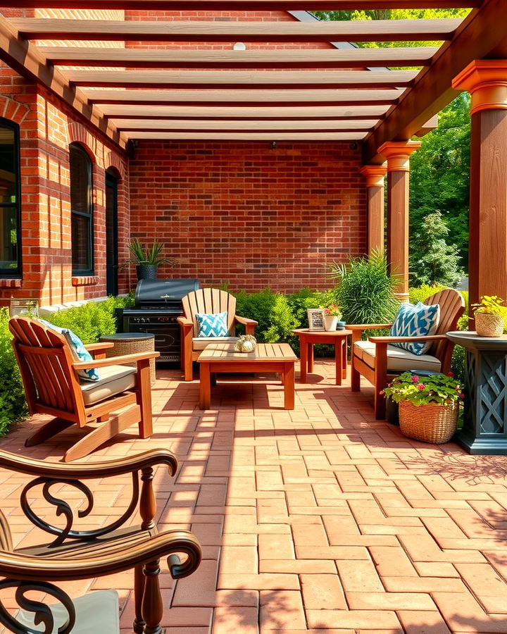 Classic Red Herringbone Patio