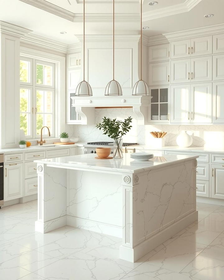 Classic White Carrara Marble Island