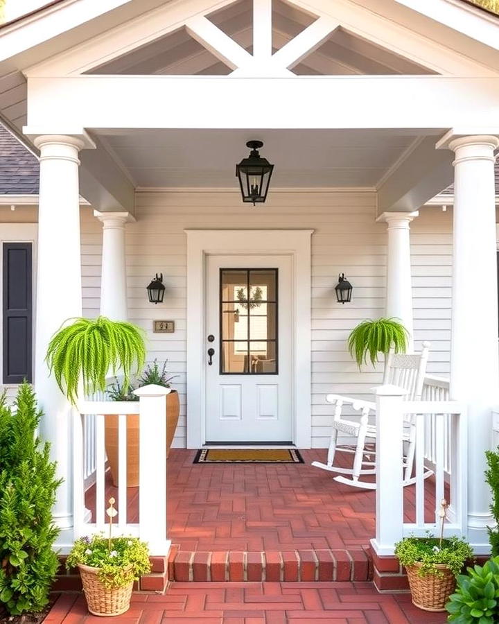 Classic White Columns and Railings