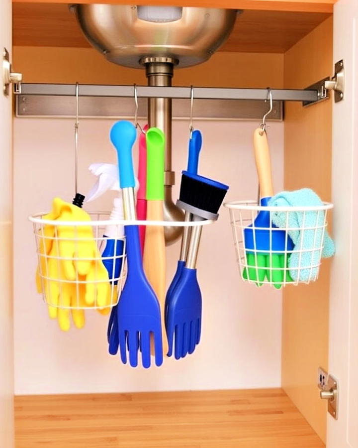 Cleaning Tools in a Hanging Basket