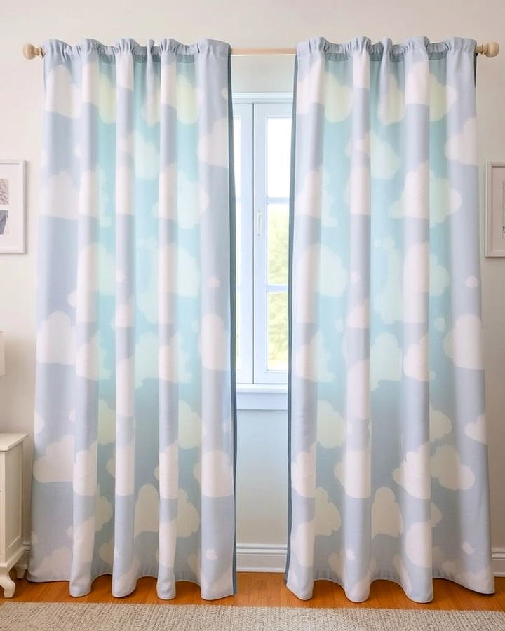 Cloud Motif Curtains for Bedroom